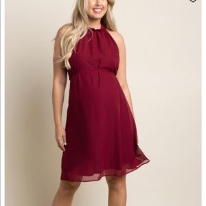 Pink Blush high neck maternity dress